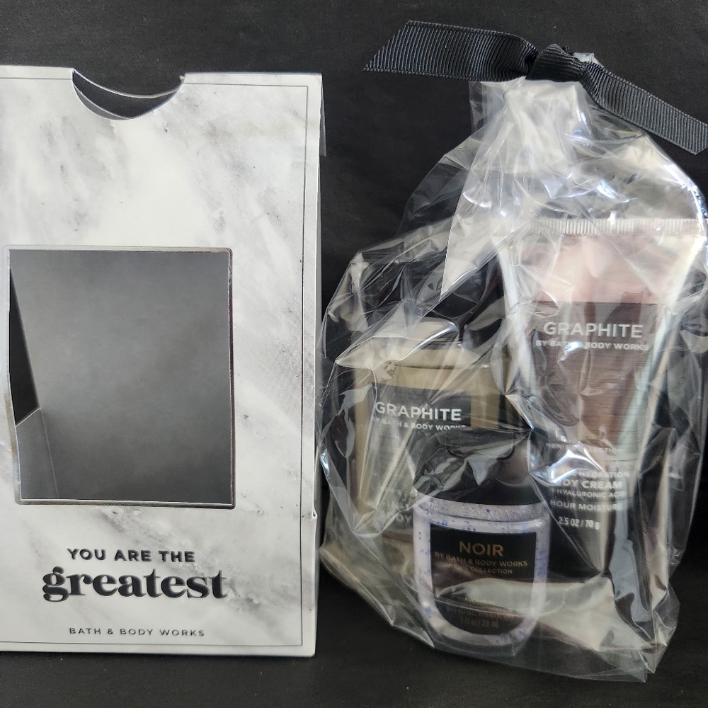 NEW 3-PIECE MEN'S COLLECTION TRAVEL SIZE GIFT SET GRAPHITE BATH & BODY WORKS
